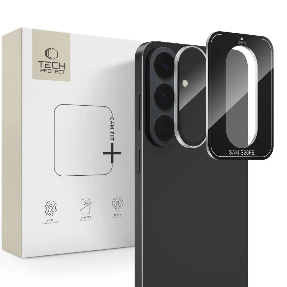 Tech-Protect Camring Fit+, sklíčko pro čočku fotoaparátu, Samsung Galaxy S26 FE, průhledné