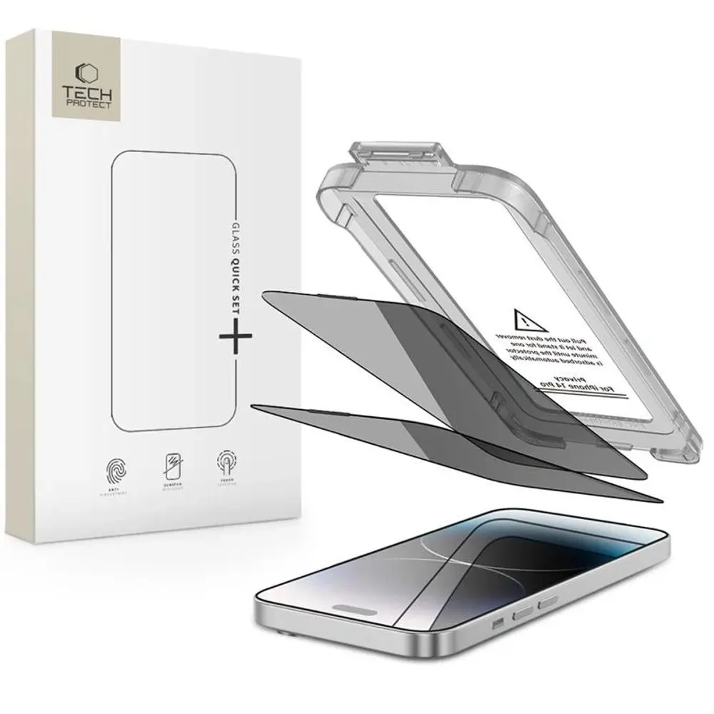 Tech-Protect Privacy Tvrzené sklo Quick Set+, iPhone 14 Pro, 2 kusy
