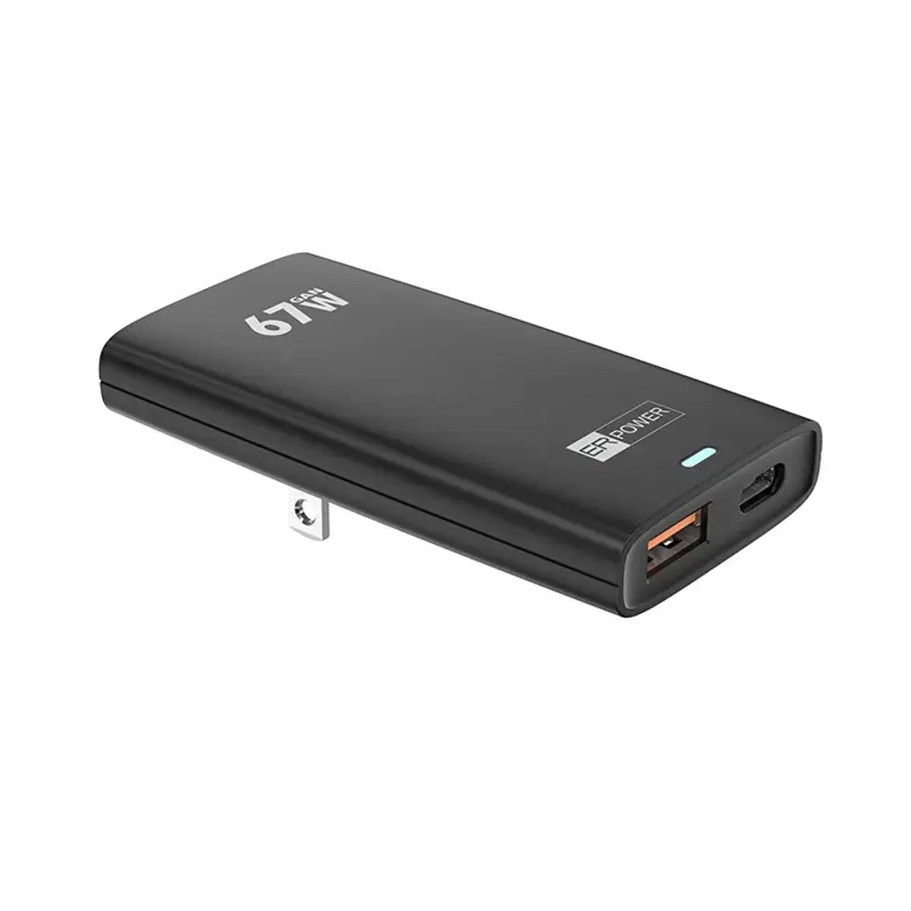 ER POWER Cestovní nabíječka USB-C + USB-A, 67W, GaN