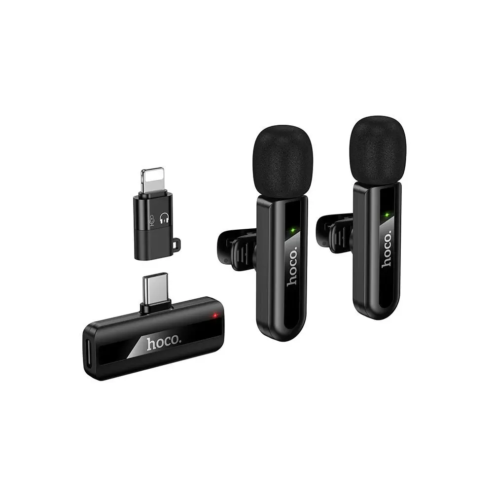 Hoco L20A Bezdrátový set mikrofonů Lightning / USB-C, černý