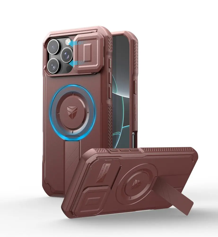 Dexnor MagSafe Kickstand Camprotector obal iPhone 16, vínový
