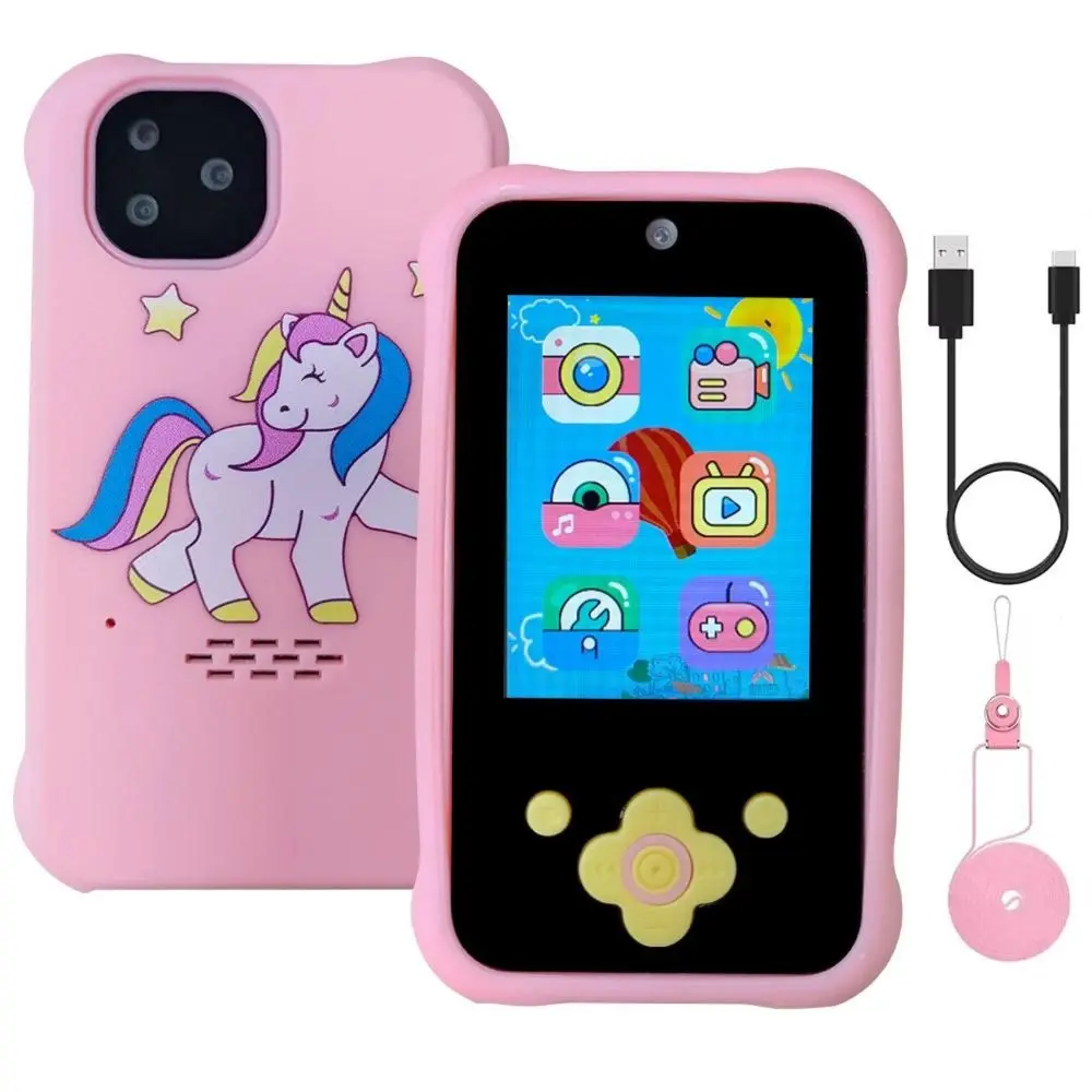 Chytrý telefon pro děti s d-padem, hrami, MP3, duálním fotoaparátem, růžový