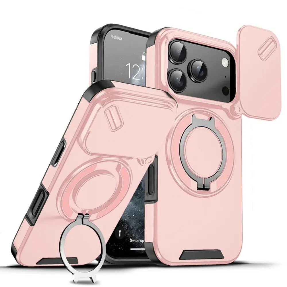 Camslide Stand obal, iPhone 18 Pro, růžový