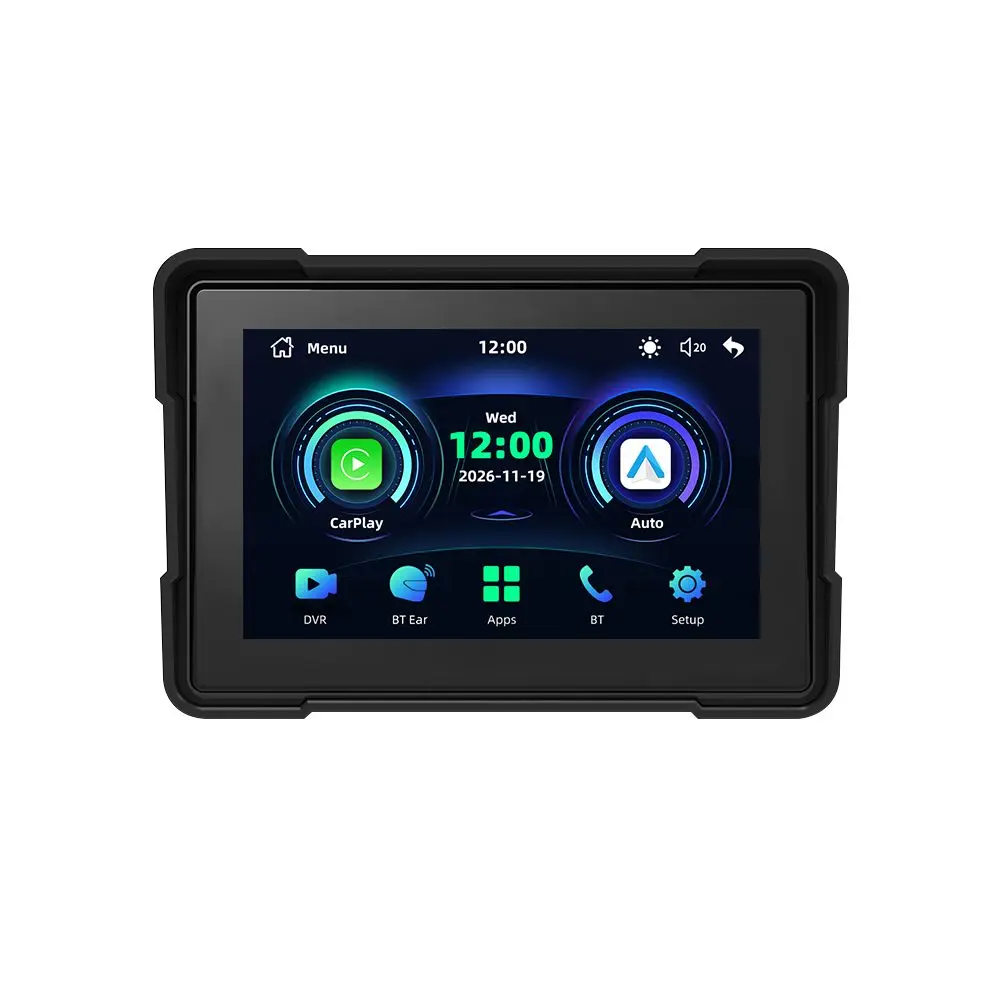 5" motocyklový displej s bezdrátovým Apple CarPlay, Android Auto + DVR kamerami