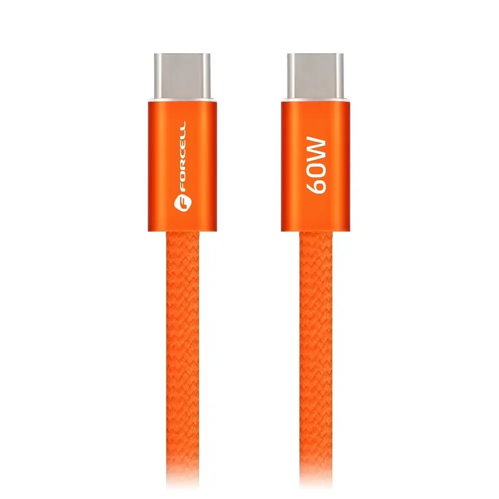 Forcell F-Energy kabel USB-C - USB-C, QC4.0, PD, 3A, 60W, 1,2 m, oranžový
