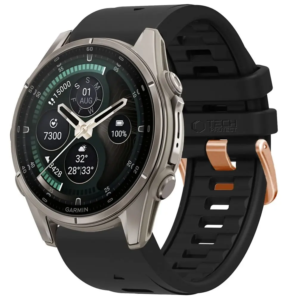 Tech-Protect Silicone řemínek, Garmin Fenix 5S / 5S Plus / 6S / 6S Pro / 7S / 8 / 9 / 9 Pro (43 mm), černý