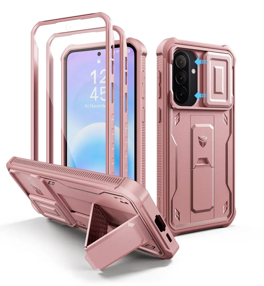 Dexnor 360 Kickstand Camprotector obal Samsung Galaxy A57, růžový