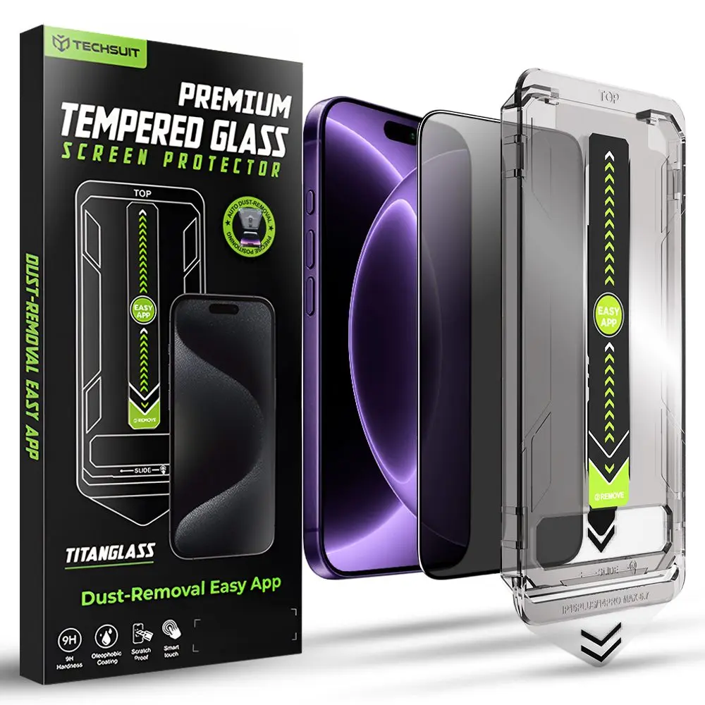 Techsuit - TitanGlass FullCover ochranné sklo pro ochranu soukromí pro iPhone 18 Pro - černé