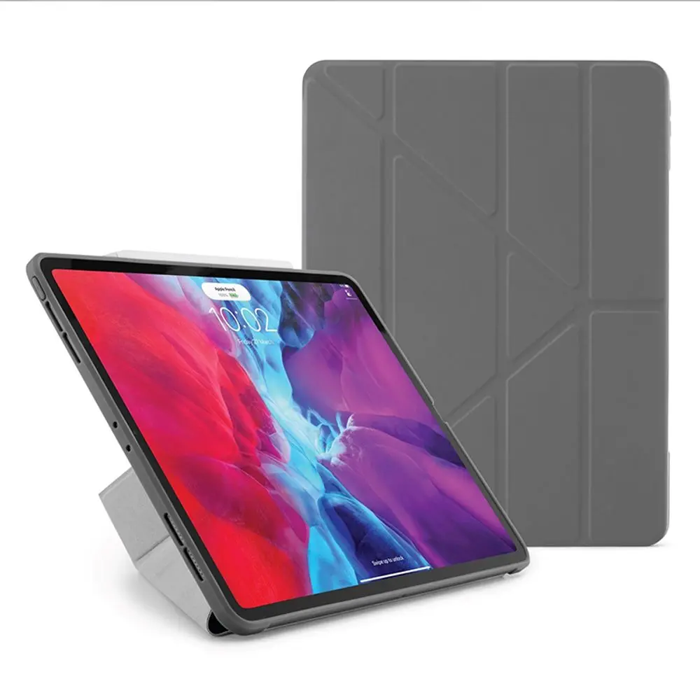Pipetto Origami Case pouzdro, Apple iPad Pro 12.9, 2018 / 2020 / 2021 / 2022, šedé