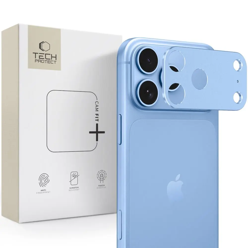 Tech-Protect Camalloy Fit+, ochranný kryt fotoaparátu, iPhone 18 Pro Max, světle modrý