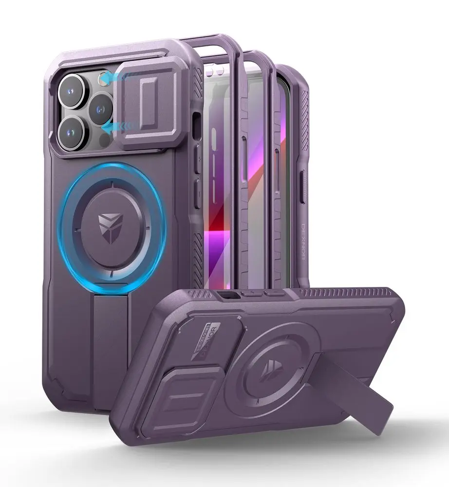Dexnor MagSafe 360 Kickstand Camprotector obal iPhone 13 / 14, fialový