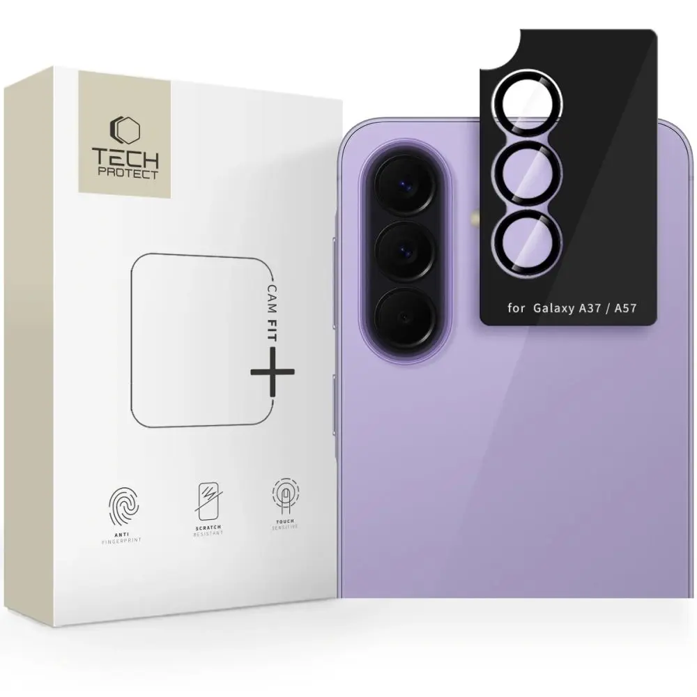 Tech-Protect Camring Fit+, sklíčko pro čočku fotoaparátu, Samsung Galaxy A37 / A57 5G, černé