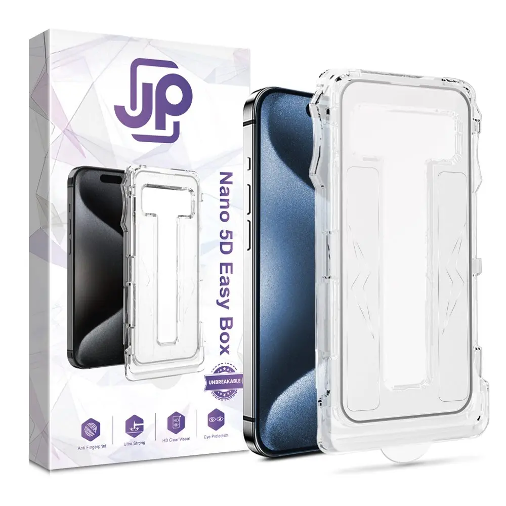 JP Nano 5D Tvrzené sklo Easy Box, iPhone 15 Pro Max, černé