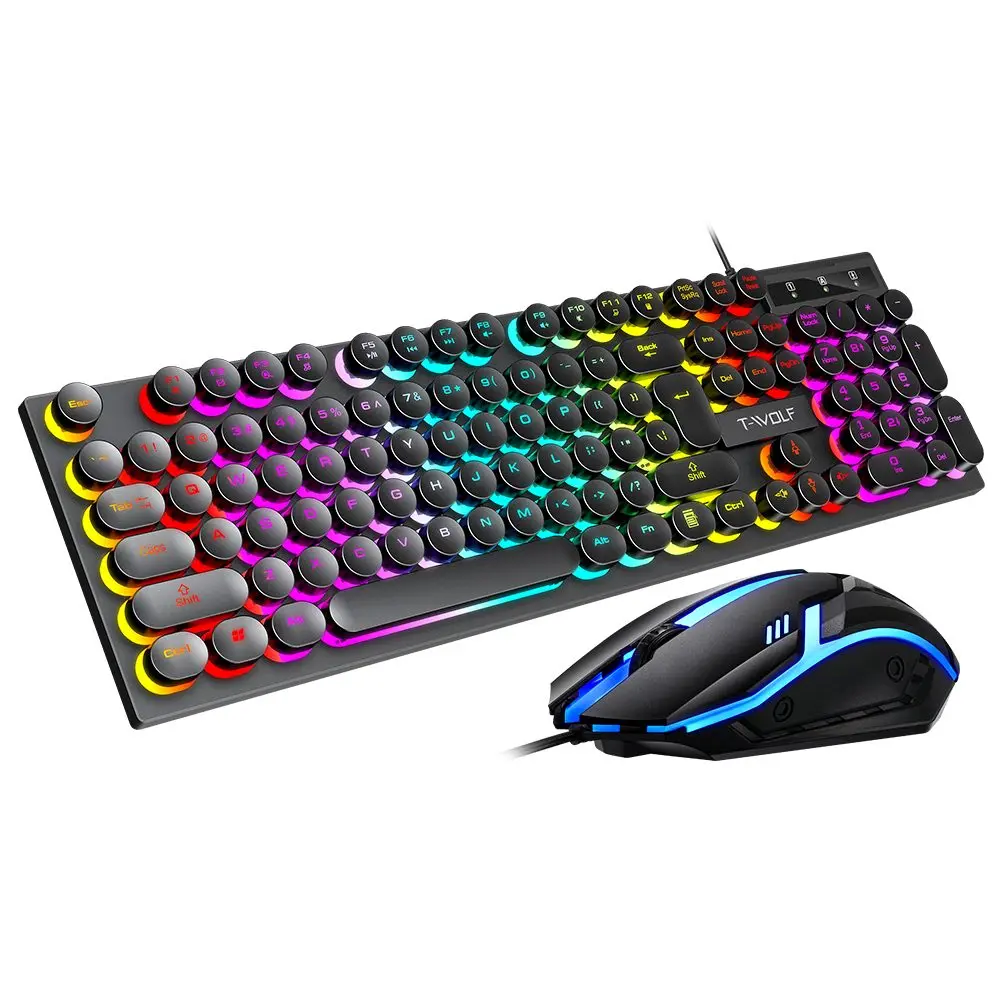 T-WOLF TF270 Retro RGB herní set (klávesnice + myš)