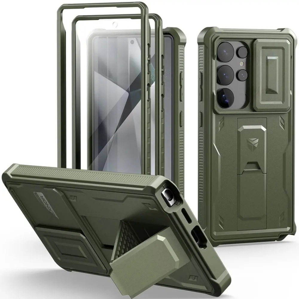 Dexnor 360 Kickstand Camprotector obal Samsung Galaxy S25 Ultra, zelený