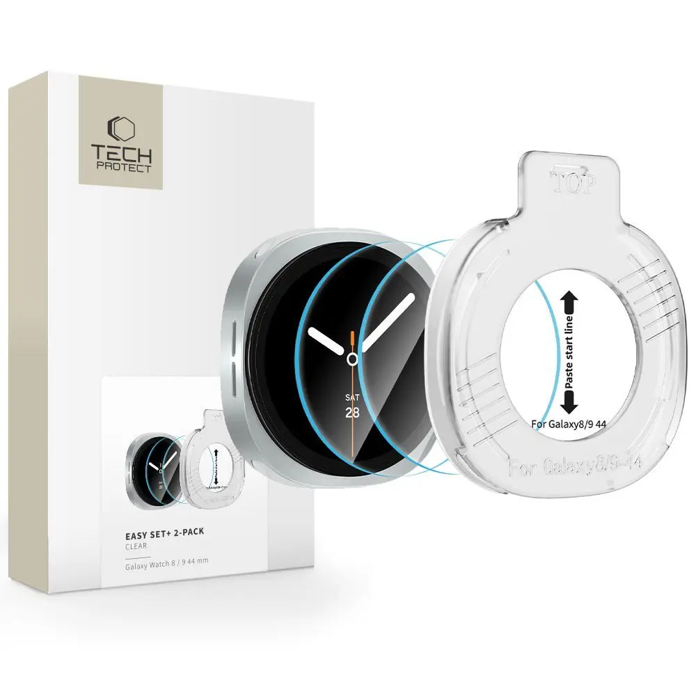 Tech-Protect Tvrzené sklo Easy Set+, Samsung Galaxy Watch 8 / 9 (44 mm), 2 kusy