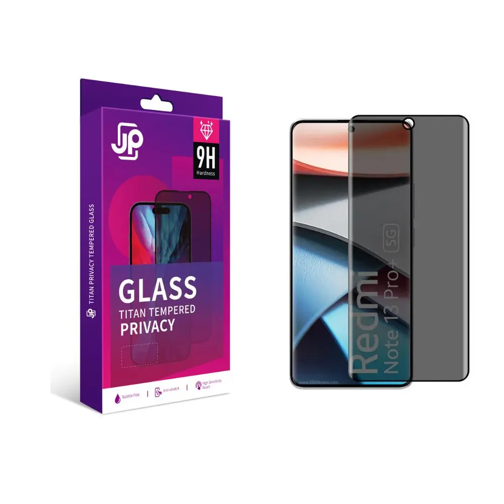 JP Titan Privacy extra odolné tvrzené sklo, Xiaomi Redmi Note 13 Pro Plus 5G, černé