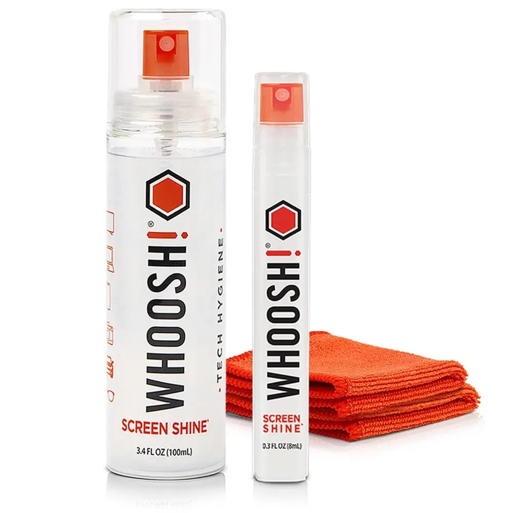 WHOOSH! Screen Shine Duo 100 ml + 8 ml sada čističů displejů s mikrovláknovými utěrkami