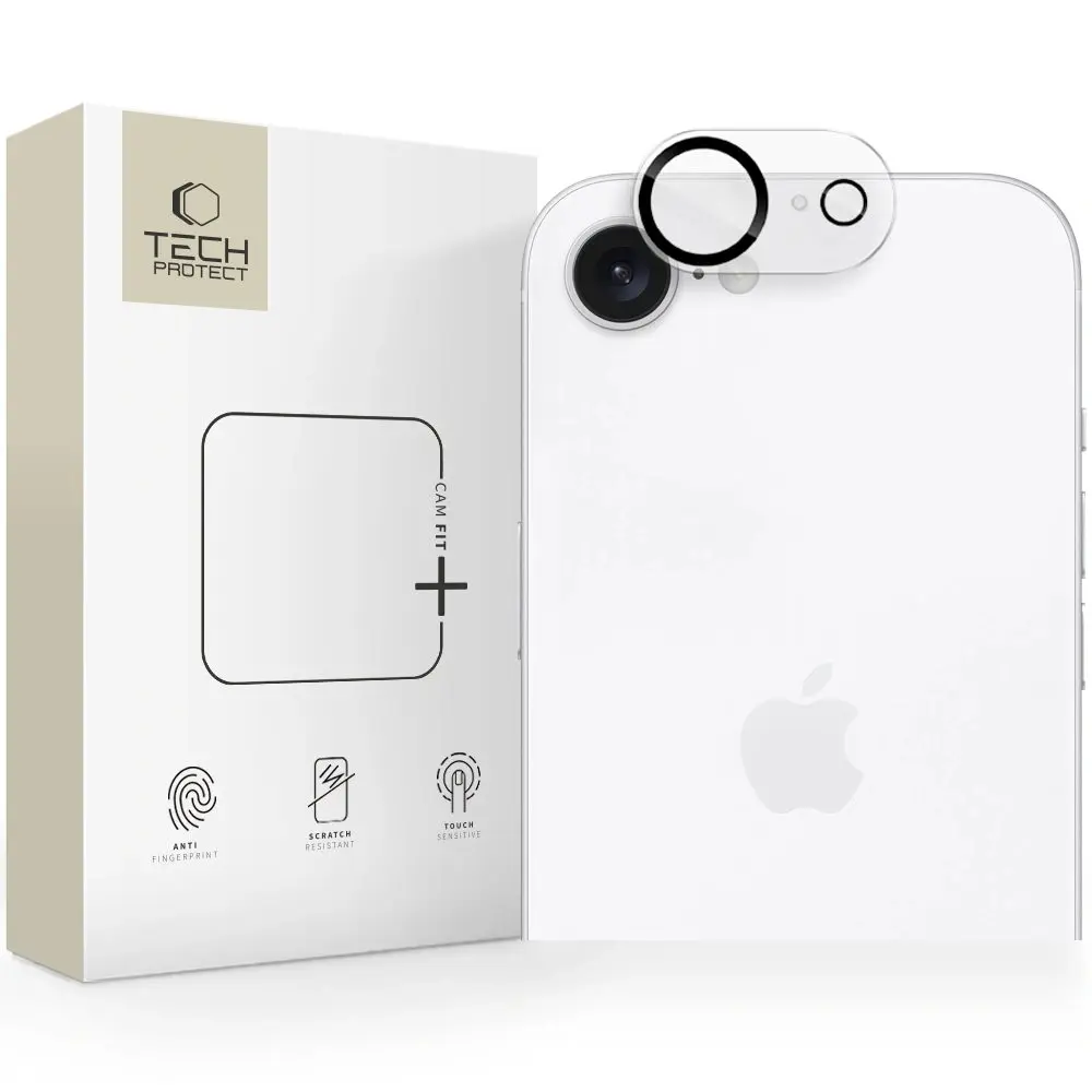 Tech-Protect Cam Fit+, sklíčko pro čočku fotoaparátu, iPhone 16e / 17e, průhledné