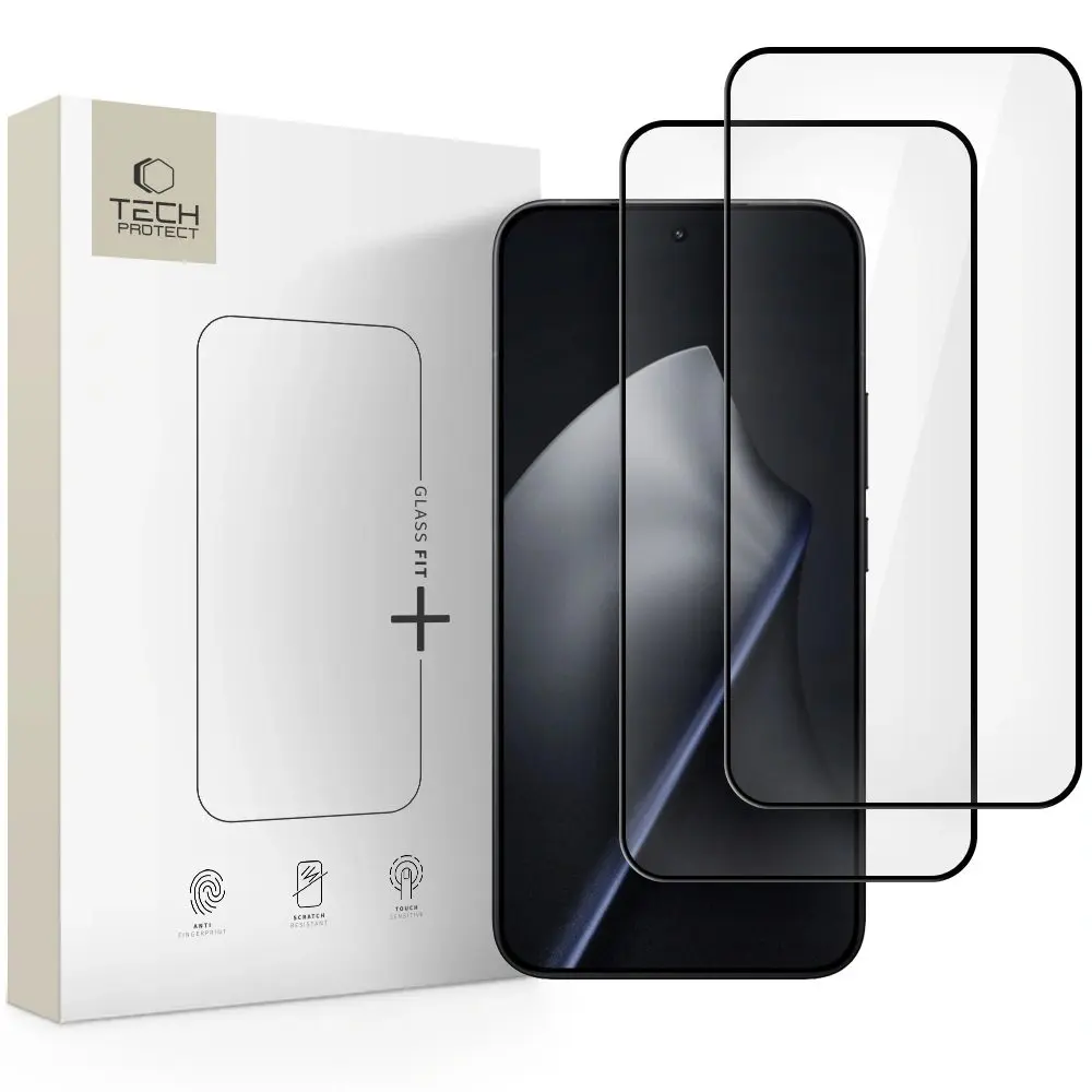 Tech-Protect Tvrzené sklo Fit+ Xiaomi 15T / 15T Pro, černé, 2 kusy