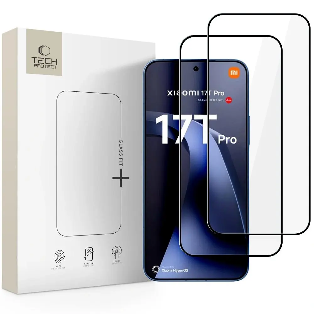 Tech-Protect Tvrzené sklo Fit+ Xiaomi 17T Pro, černé, 2 kusy