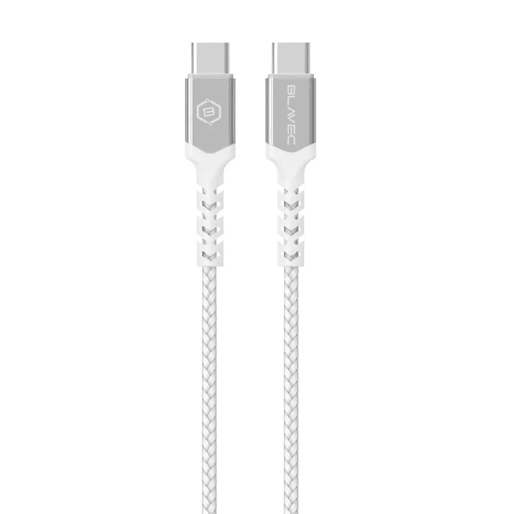 Blavec kabel USB-C - USB-C, PD, 60W, 3A, 0,5 m, bílo-stříbrný