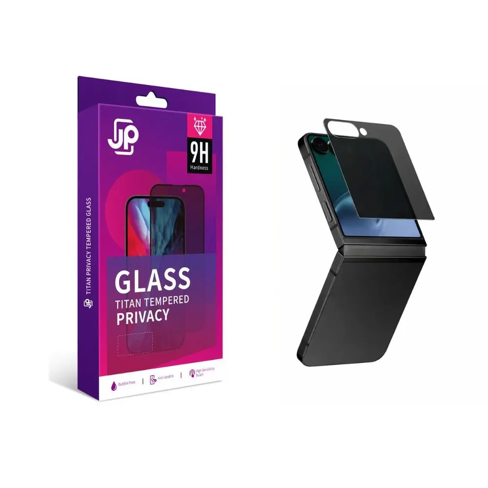 JP Titan Privacy extra odolné tvrzené sklo, Samsung Galaxy Z Flip 7 / 8, černé