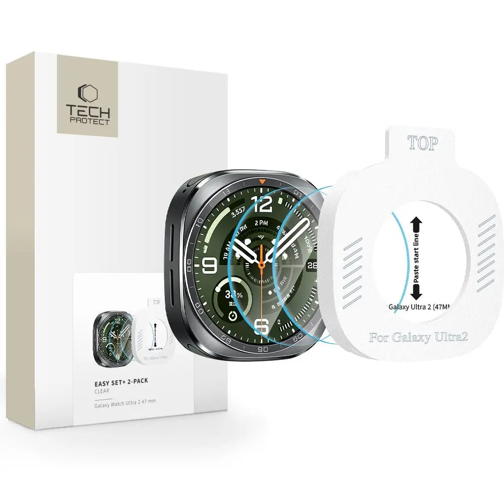 Tech-Protect Tvrzené sklo Easy Set+, Samsung Galaxy Watch Ultra 2 2026 (47 mm), 2 kusy