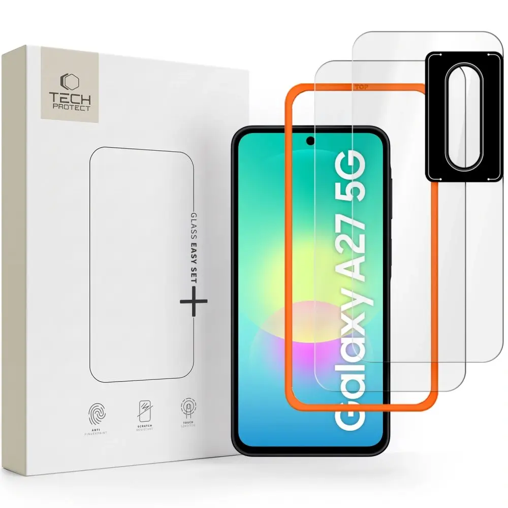 Tech-Protect Easy Set+, 2 tvrzené skla + sklo na čočku, Samsung Galaxy A27 5G