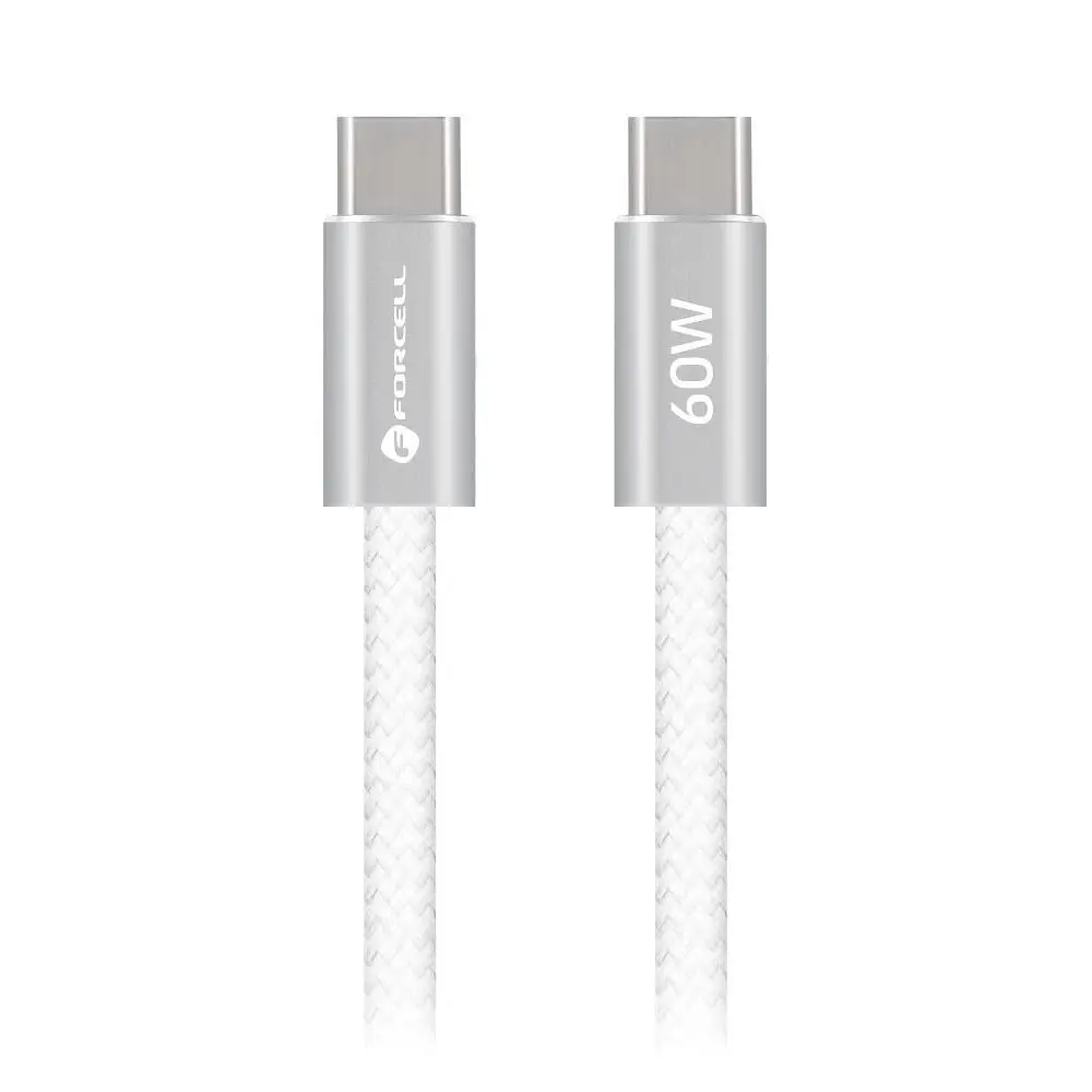Forcell F-Energy kabel USB-C - USB-C, QC4.0, PD, 3A, 60W, 1,2 m, bílý