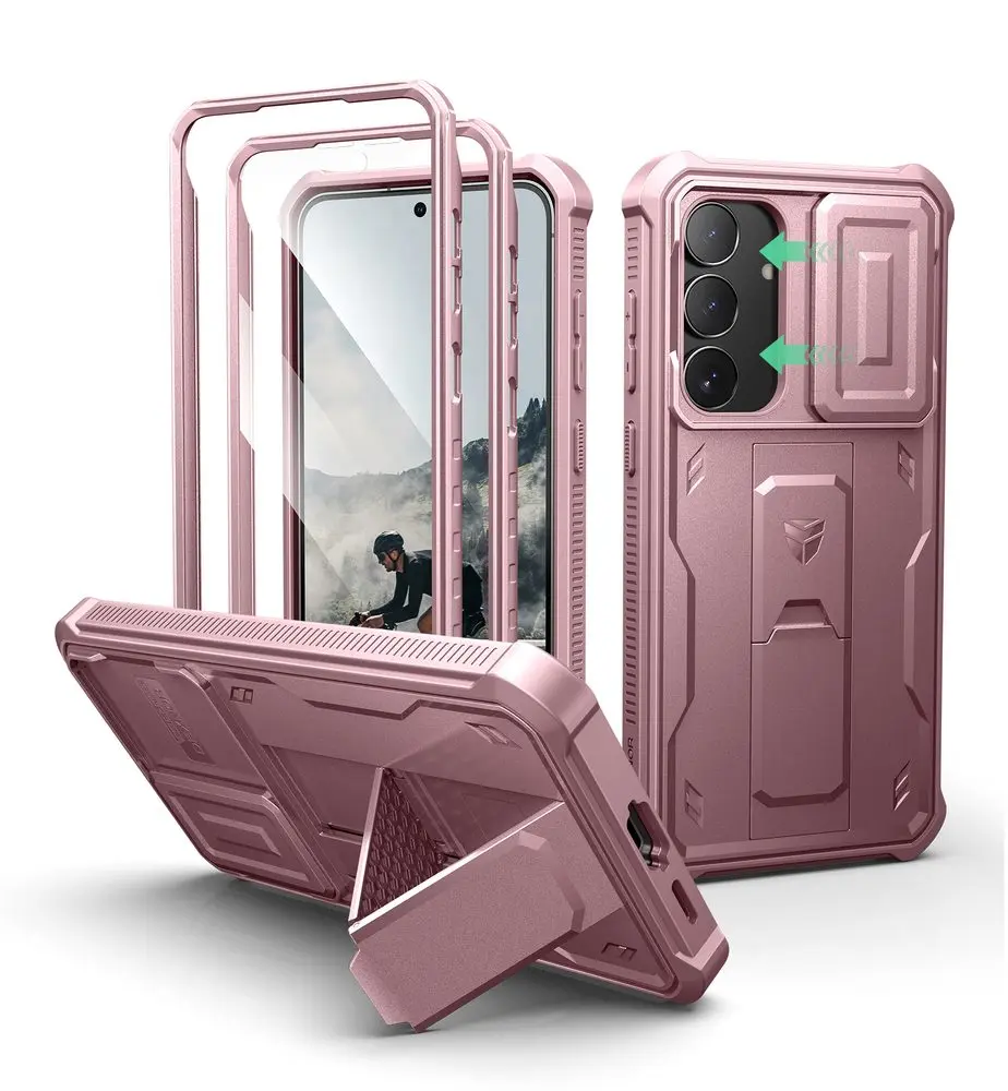 Dexnor 360 Kickstand Camprotector obal Samsung Galaxy S25 FE, růžový