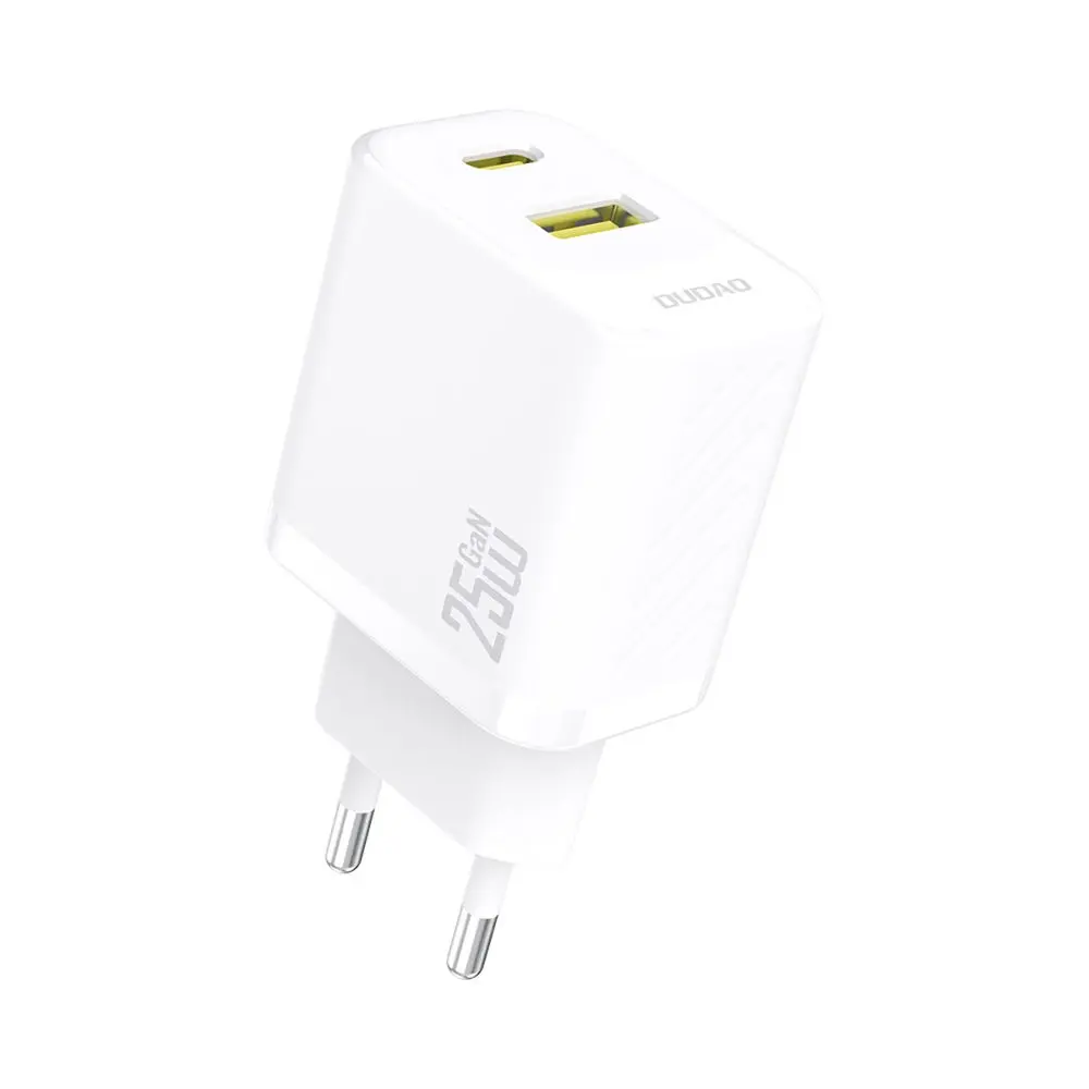 Dudao A26TEU nabíječka USB-A + USB-C, GaN 25W, bílá