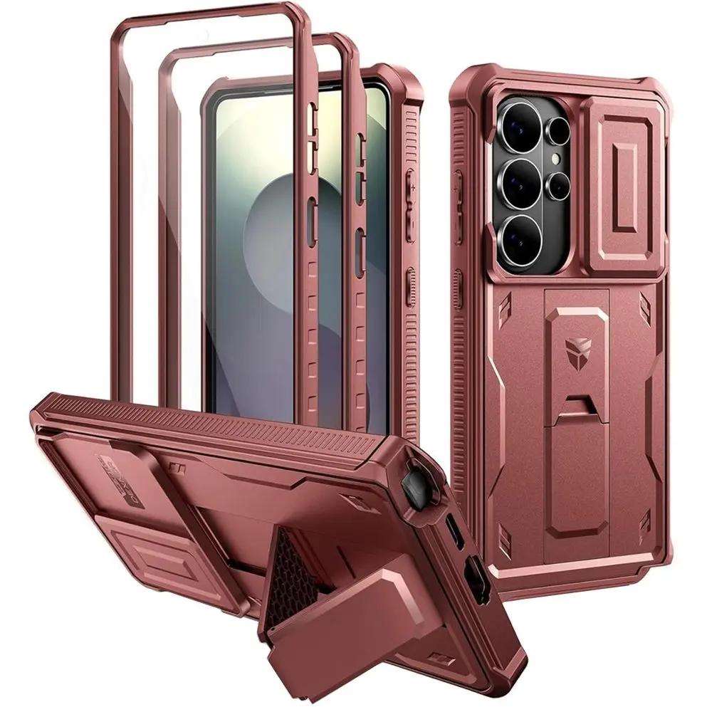 Dexnor 360 Kickstand Camprotector obal Samsung Galaxy S26 Ultra, vínový