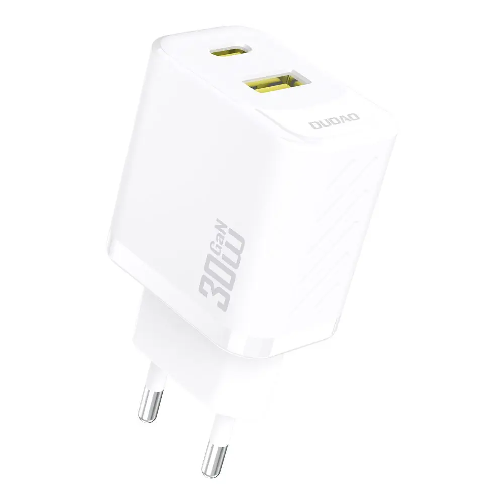 Dudao A27TEU nabíječka USB-A + USB-C, PD 30W GaN, bílá