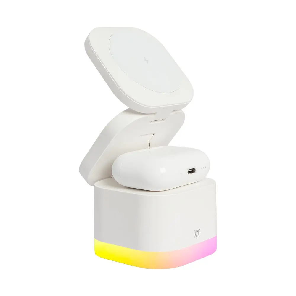 3v1 Magnetická bezdrátová nabíjecí stanice s RGB podsvícením