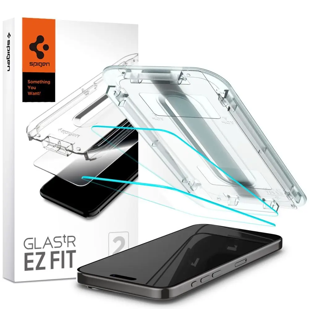 Spigen Glas.tR EZ-FIT (2 balení) ochranné sklo pro - iPhone 15 pro Max - Průhledné
