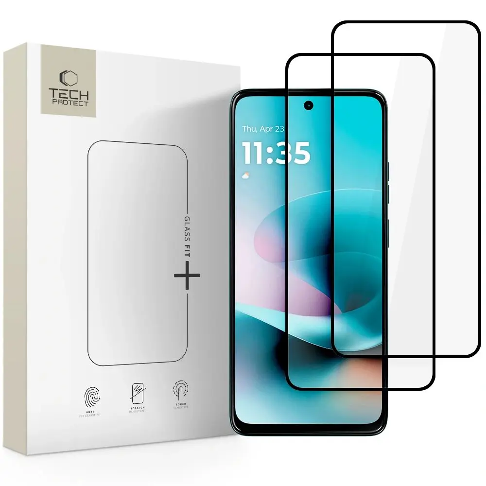 Tech-Protect Tvrzené sklo Fit+ Motorola Moto G57 / G57 Power / G67 Power, černé, 2 kusy