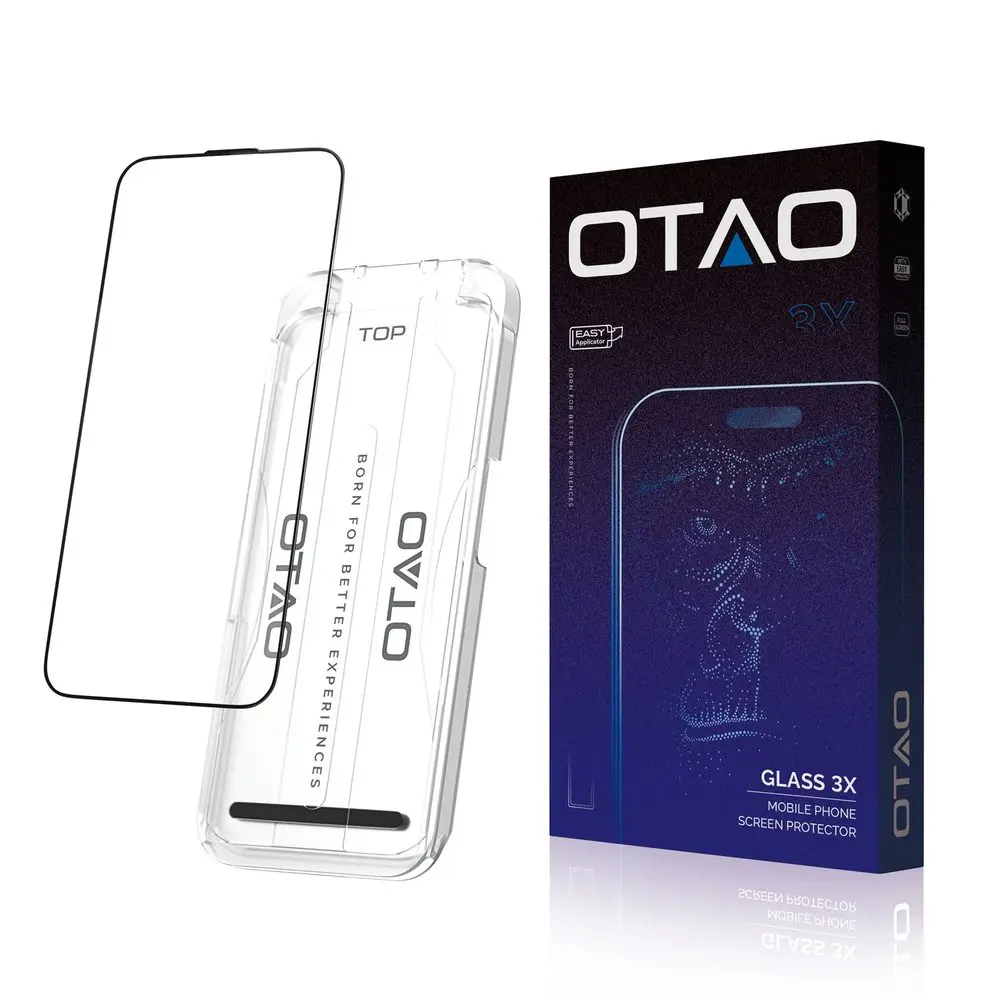 OTAO Corning Glass Tvrzené sklo s aplikátorem, iPhone 16 Pro Max, černé