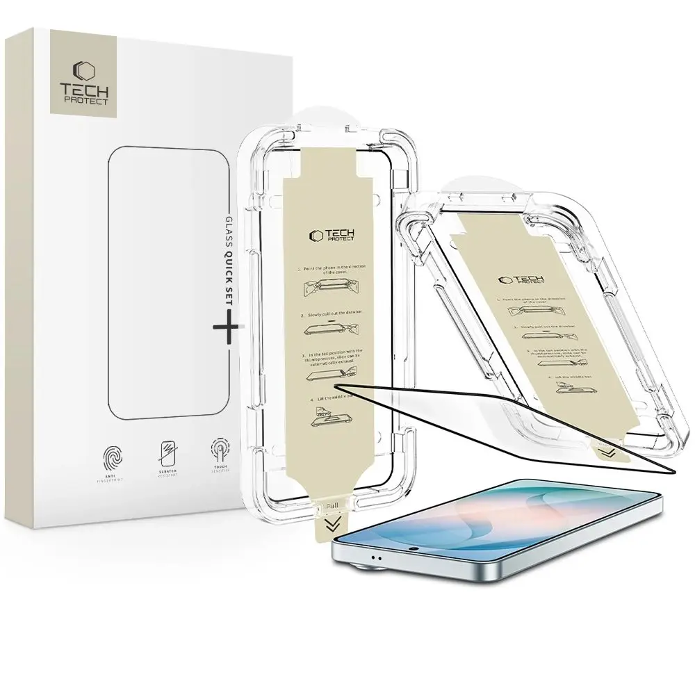 Tech-Protect Tvrzené sklo Quick Set AR+, Samsung Galaxy S26 Plus, černé