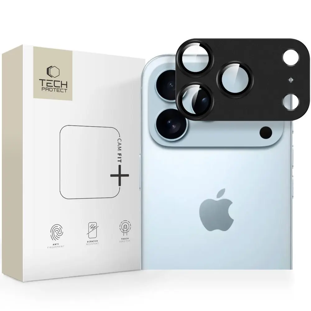 Tech-Protect CamFull Fit+, sklíčko pro čočku fotoaparátu, iPhone 17 Pro, černé