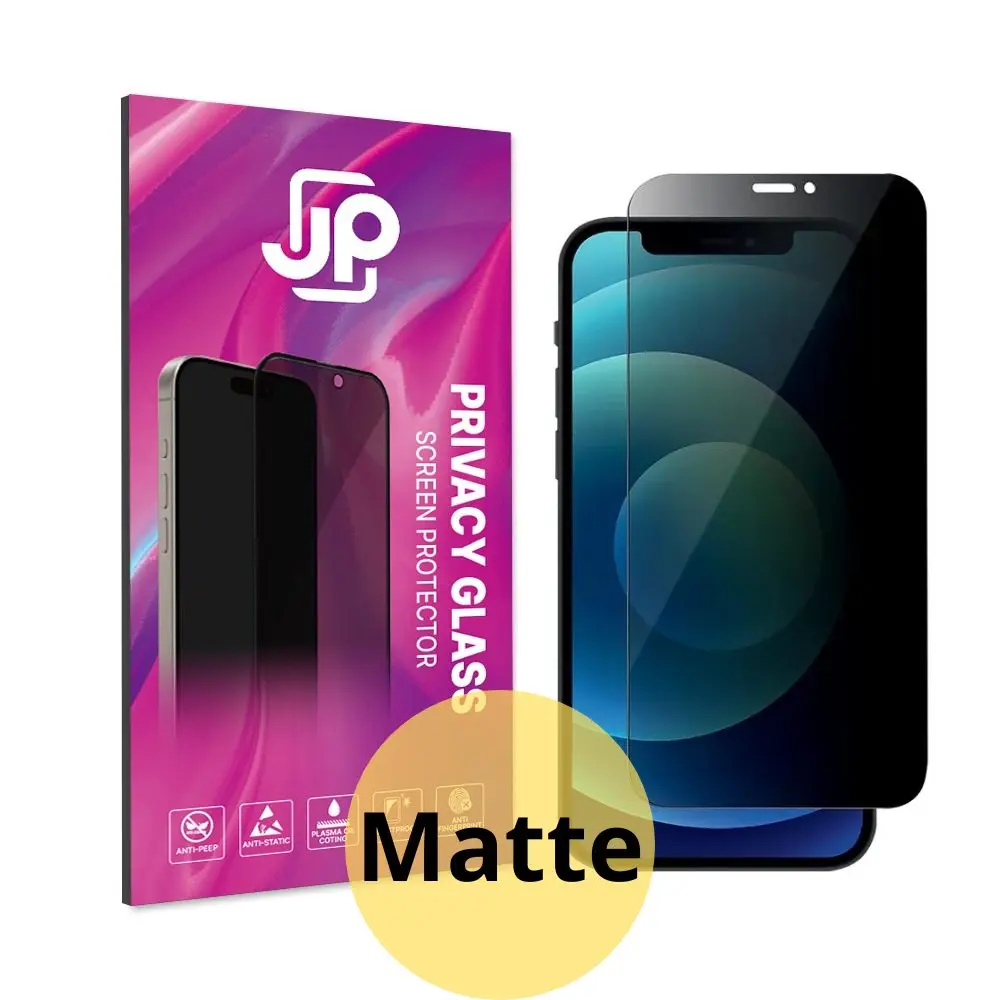JP Matte Privacy Tvrzené sklo, iPhone 12 / 12 Pro, černé