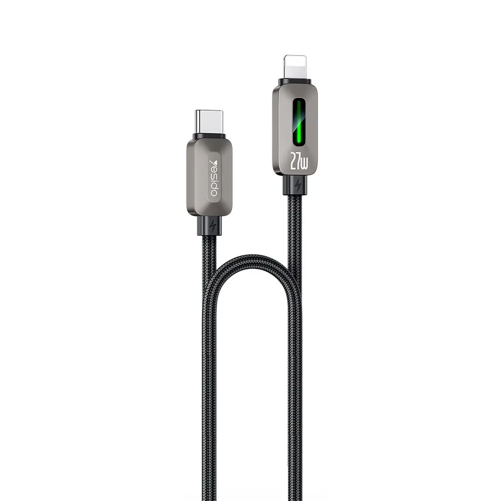 Yesido kabel USB-C - Lightning, 27 W, 3 A, 1,2 m, černý
