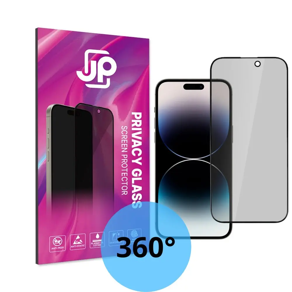 JP 4-Way Privacy 360° Tvrzené sklo, iPhone 14 Pro, černé