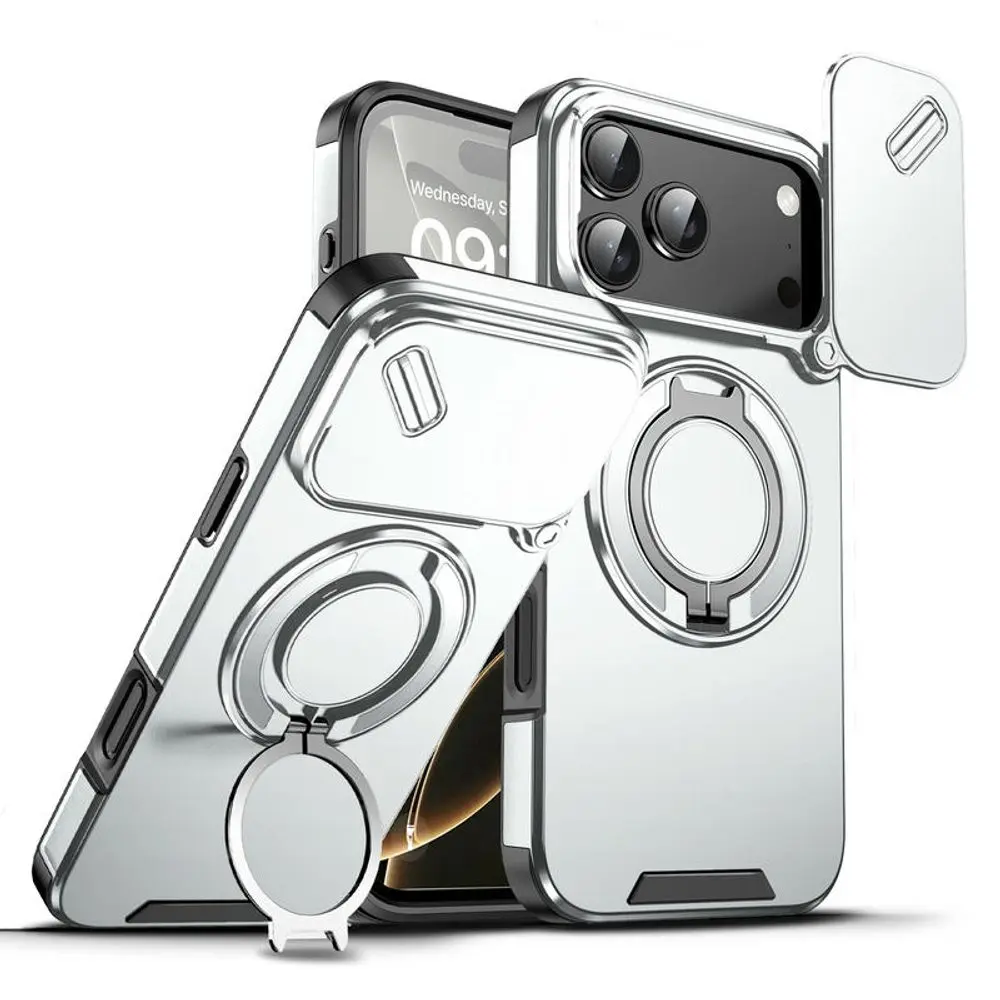 Camslide Stand obal, iPhone 18 Pro Max, stříbrný