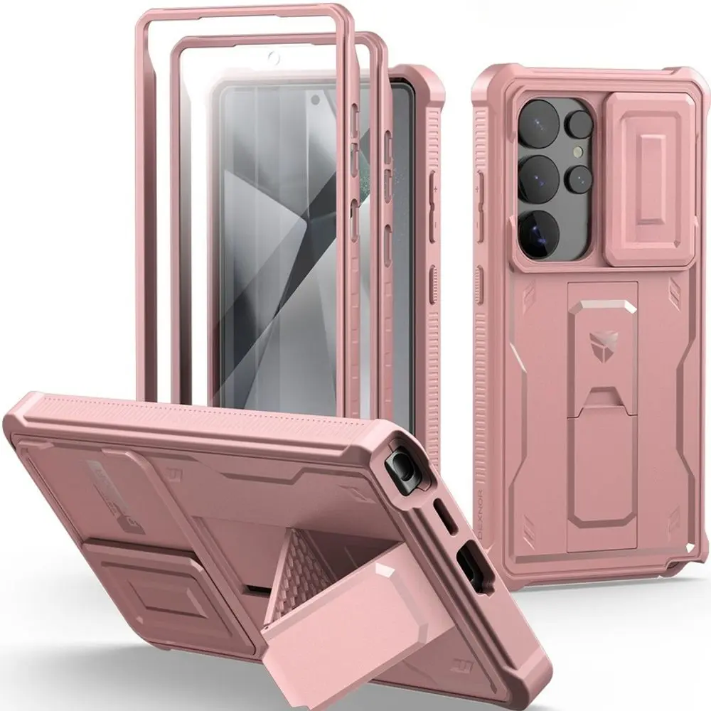 Dexnor 360 Kickstand Camprotector obal Samsung Galaxy S25 Ultra, růžový