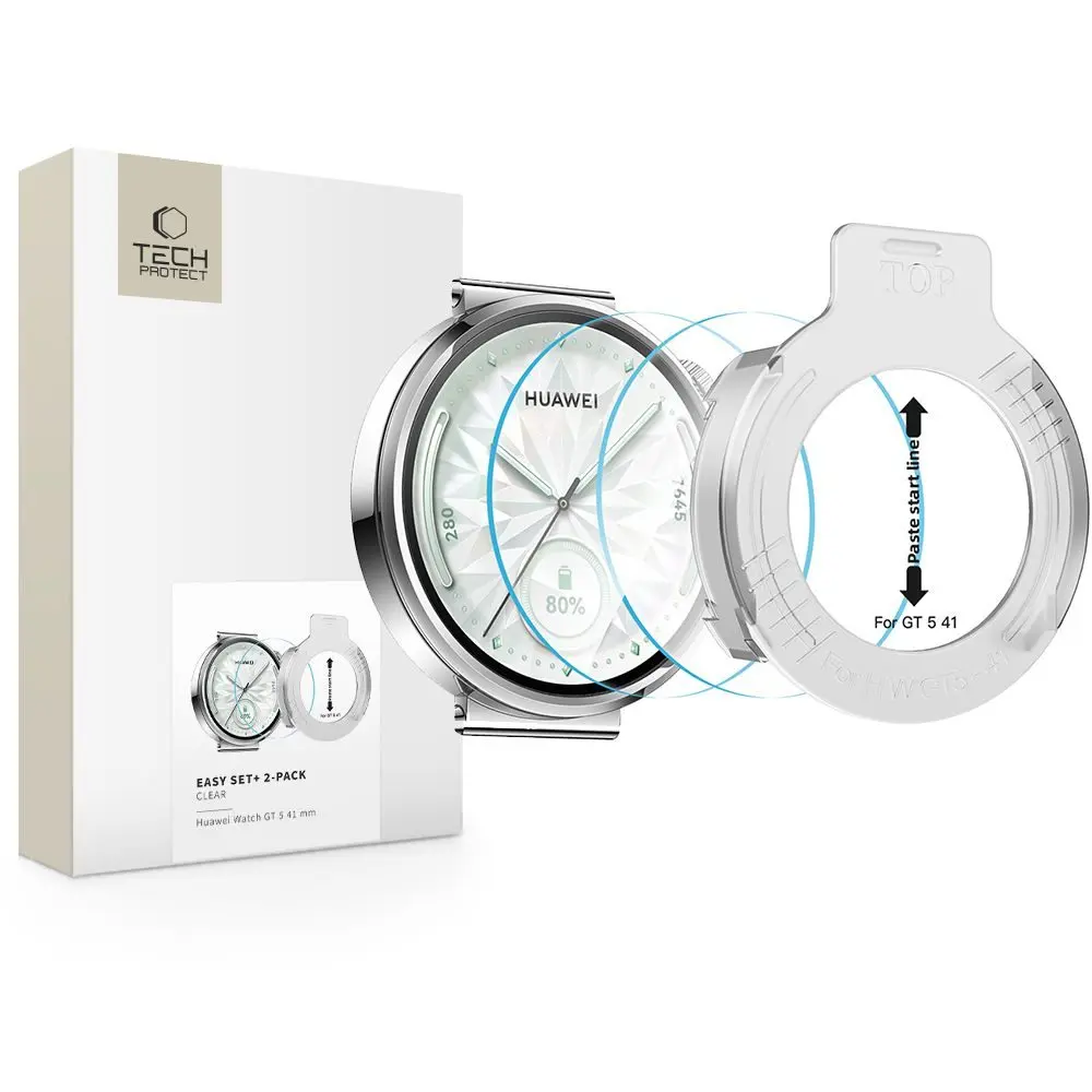 Tech-Protect Tvrzené sklo Easy Set+, Huawei Watch GT 5 (41 mm), 2 kusy