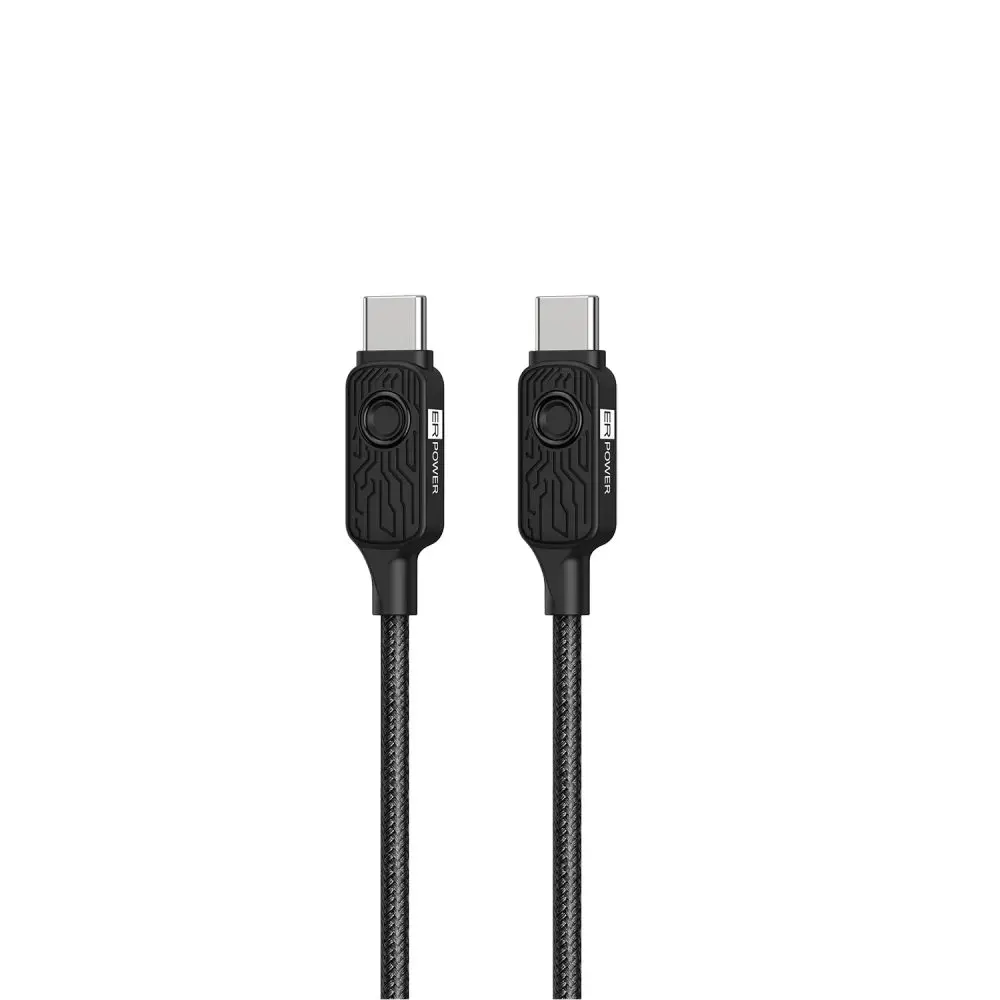 ER POWER Datablocker kabel USB-C - USB-C, PD 100W, 1,5m, černý