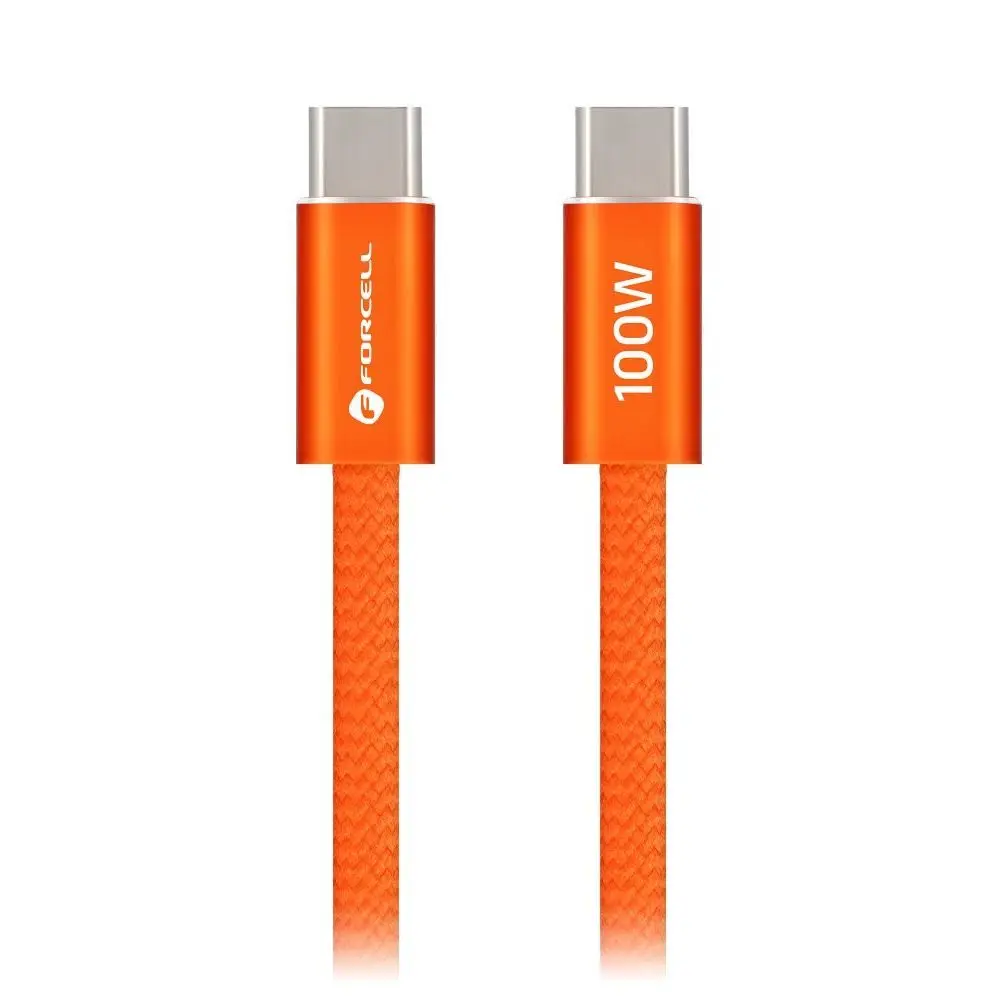 Forcell F-Energy kabel USB-C - USB-C, QC4.0, PD, 5A, 100W, 1,2 m, oranžový