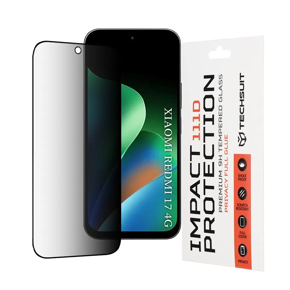 Techsuit 111D Privacy Tvrzené sklo, Xiaomi Redmi Note 17 4G / 5G, černé