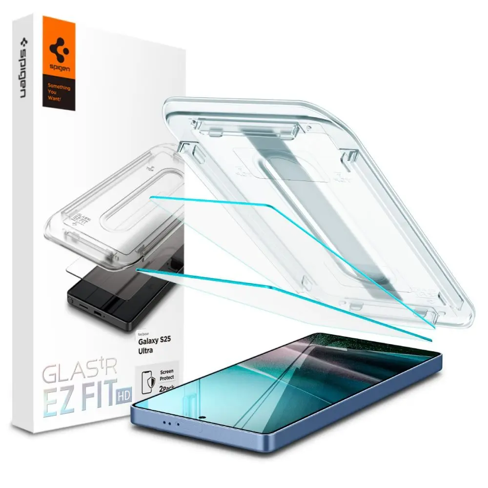 Spigen Glass.TR EZFit s aplikátorem, 2 kusy, Tvrzené sklo, Samsung Galaxy S25 Ultra